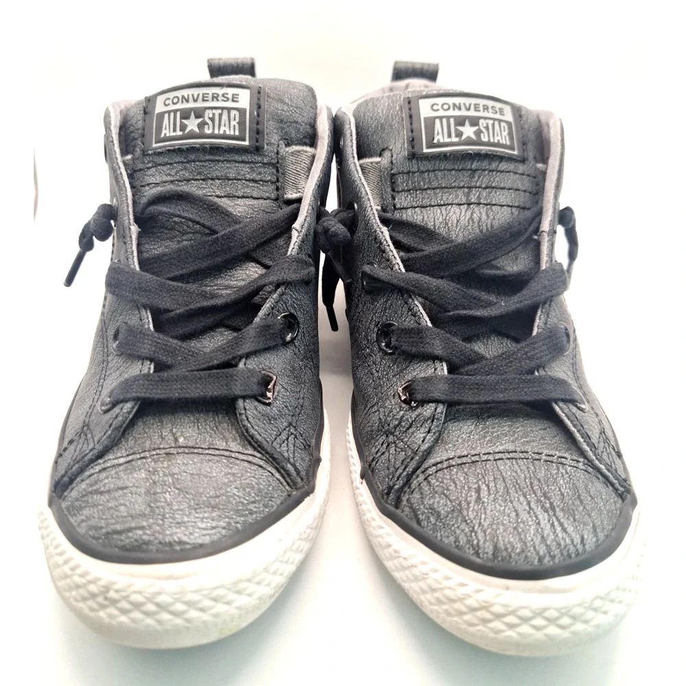 Converse Chuck Taylor All Star Junior 4 Charcoal Gray Leather Mid Top Shoes